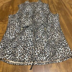 Crown & Ivy Leopard Print Vest with Tan Lining